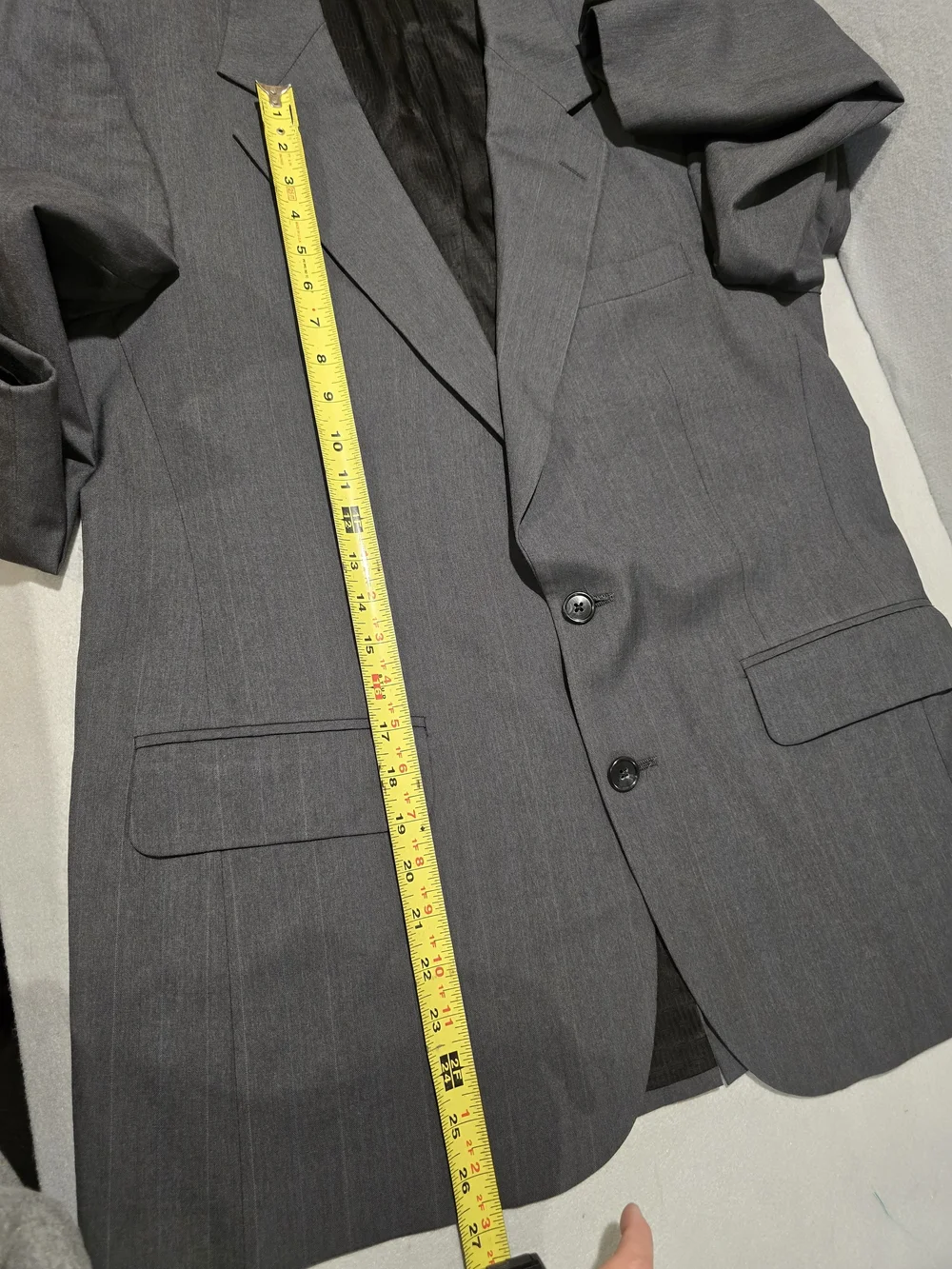 Classic Men's Gray Pinstripe Blazer - Halston 100% Wool